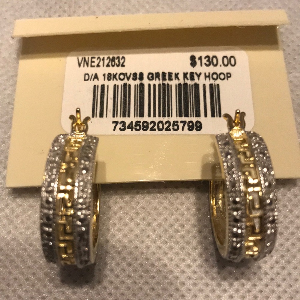 18K Gold over Sterling earrings with diamonds. - Picture 2 of 2